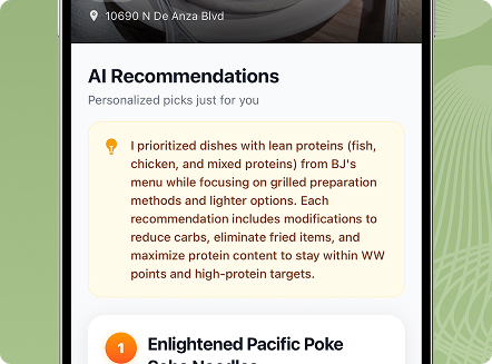 Mockup displaying AI recommendations.