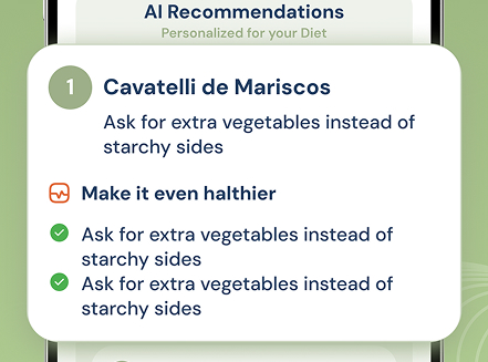 Mockup displaying AI recommendation and ask to get more optimized recommendation option