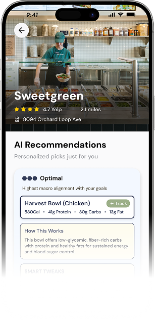 Get AI recommendations with real time menus suggestion