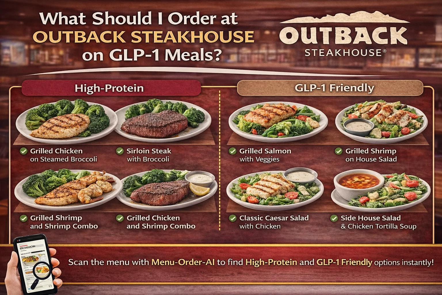 What should I order at Outback Steakhouse on GLP-1 – high protein and GLP-1 friendly Outback Steakhouse meals