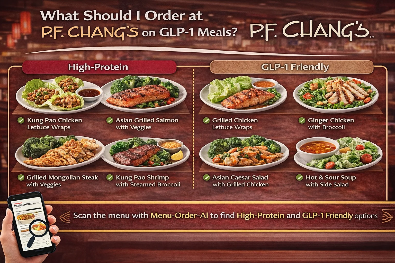 What should I order at P.F. Chang's on GLP-1 – high protein and GLP-1 friendly P.F. Chang's meals