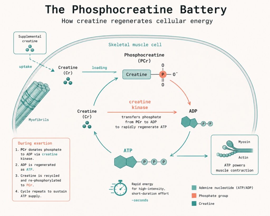 The phosphocreatine Battery