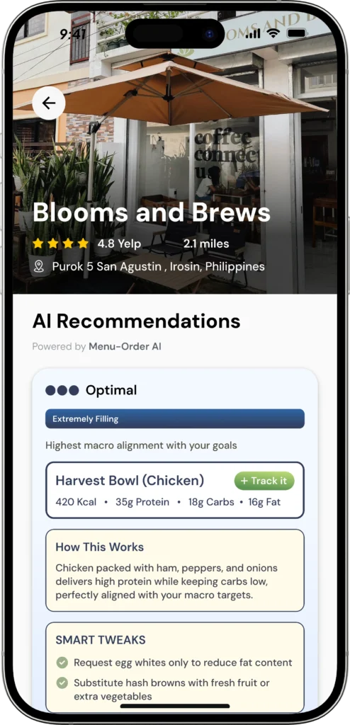 Philippines Menu-Order AI mobile app mockup