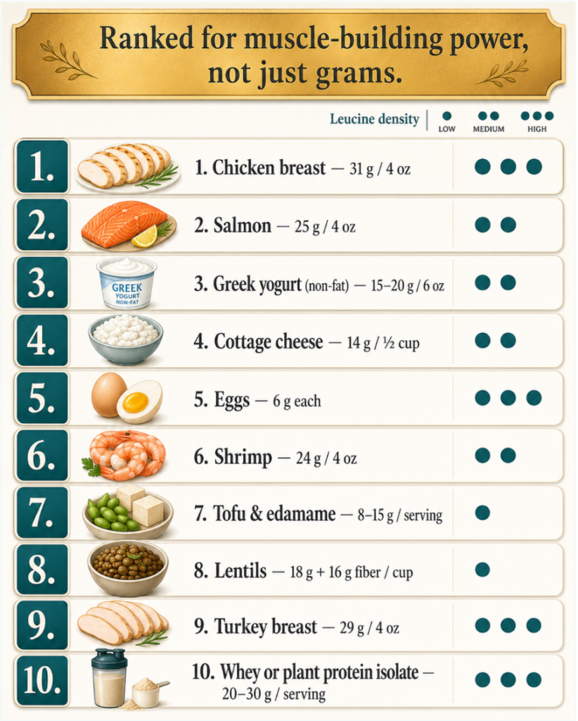 The best protein on a GLP-1 is often the one you'll actually finish. This ranking rewards leucine density, digestion speed, and tolerability at low appetite — not raw grams alone.